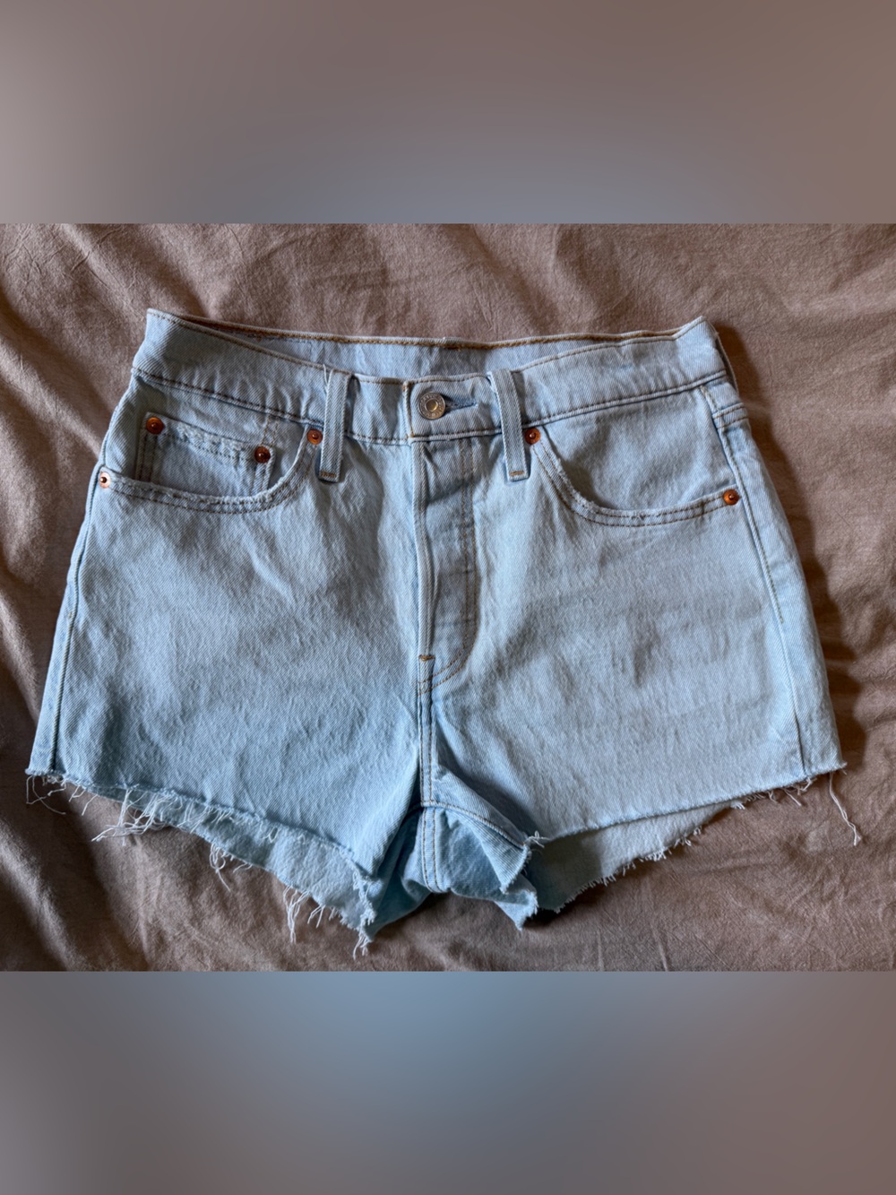 Levi's Light Blue High-Rise Cutoff Denim Shorts
